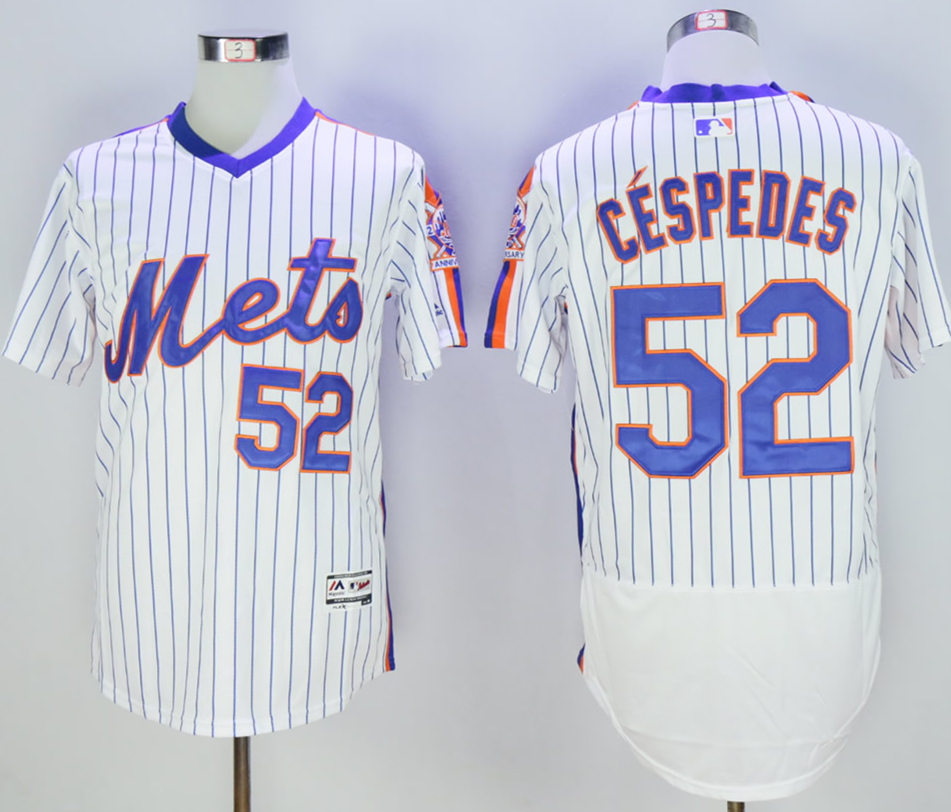 Mets 52 Yoenis Cespedes White Throwback Flexbase Jersey