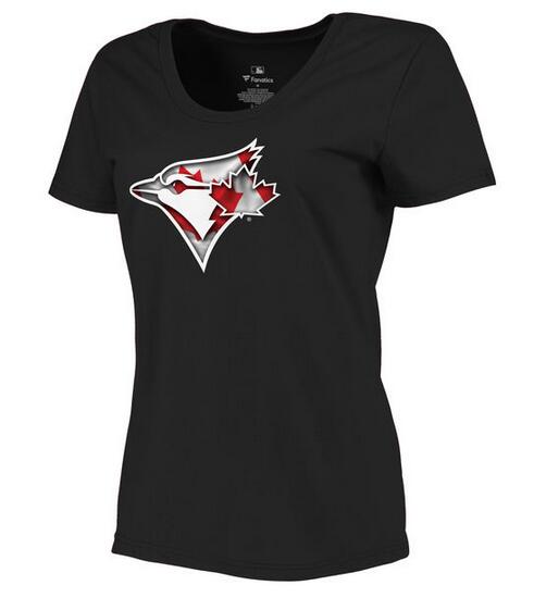 Blue Jays Black Team Logo Women T Shirt