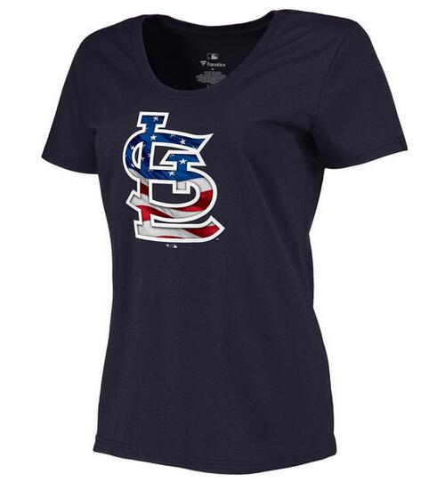 Cardinals Navy USA Flag Team Logo Women T Shirt