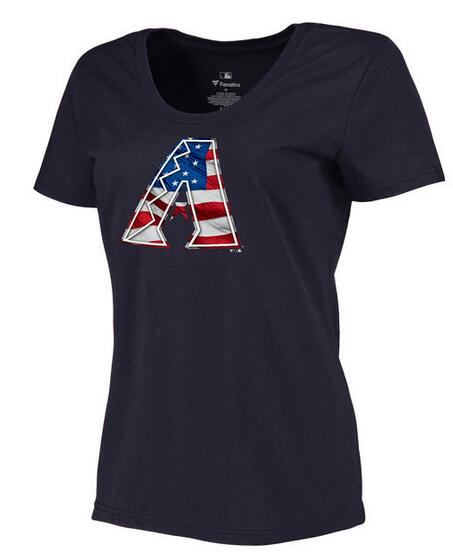 Diamondbacks Navy USA Flag Team Logo Women T Shirt