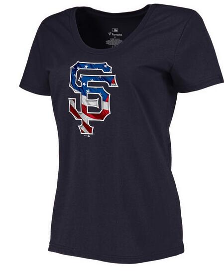 Giants Navy USA Flag Team Logo Women T Shirt