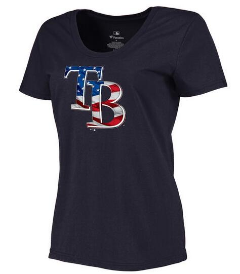 Rays Navy USA Flag Team Logo Women T Shirt
