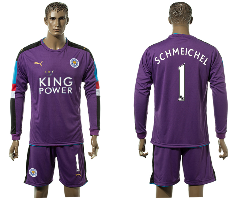 2015-16 Leicester City 1 SCHMEICHEL Purple Goalkeeper Jersey
