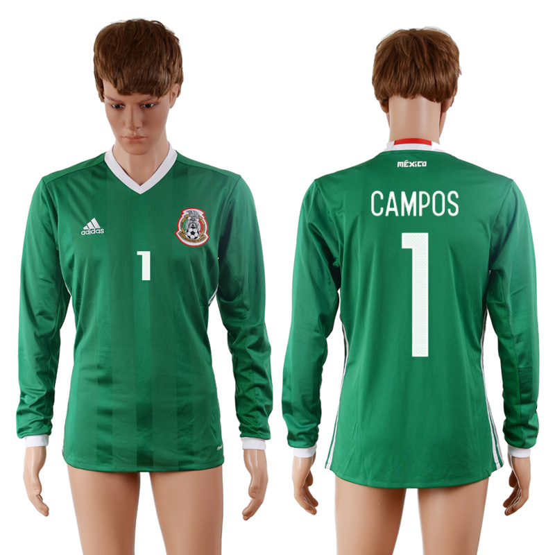 2016-17 Mexico 1 CAMPOS Home Long Sleeve Thailand Soccer Jersey