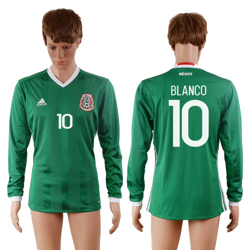 2016-17 Mexico 10 BLANCO Home Long Sleeve Thailand Soccer Jersey