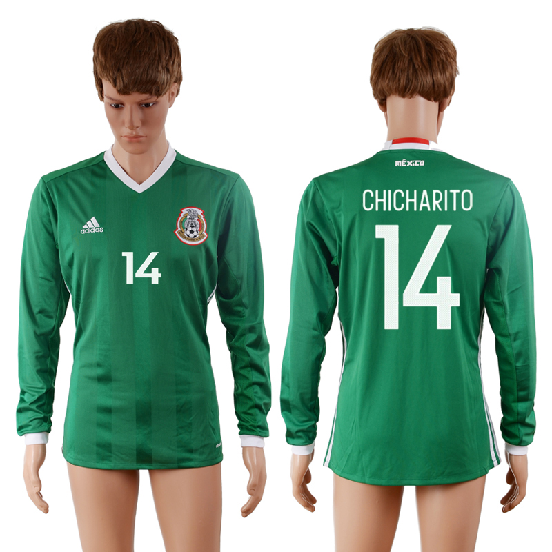 2016-17 Mexico 14 CHICHARITO Home Long Sleeve Thailand Soccer Jersey 2016-17 Mexico 14 CHICHARITO Home Long Sleeve Thailand Soccer Jersey
