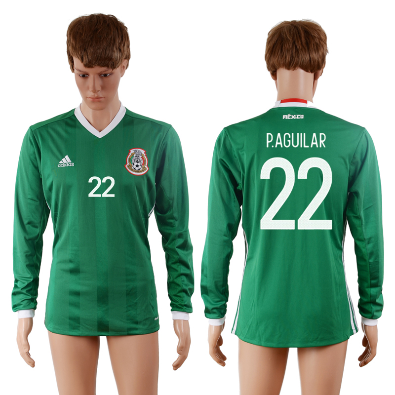 2016-17 Mexico 22 P.AGUILAR Home Long Sleeve Thailand Soccer Jersey