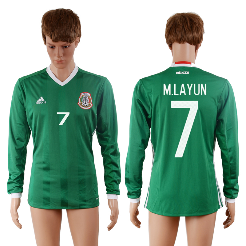 2016-17 Mexico 7 M.LAYUN Home Long Sleeve Thailand Soccer Jersey