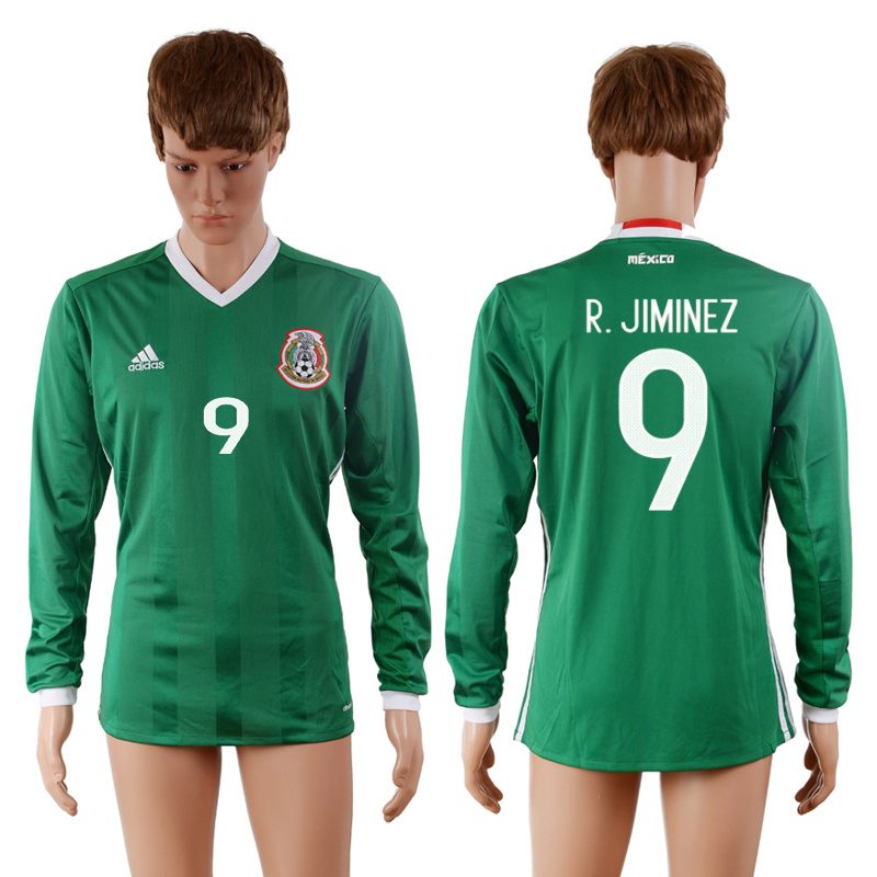 2016-17 Mexico 9 R.JIMINEZ Home Long Sleeve Thailand Soccer Jersey