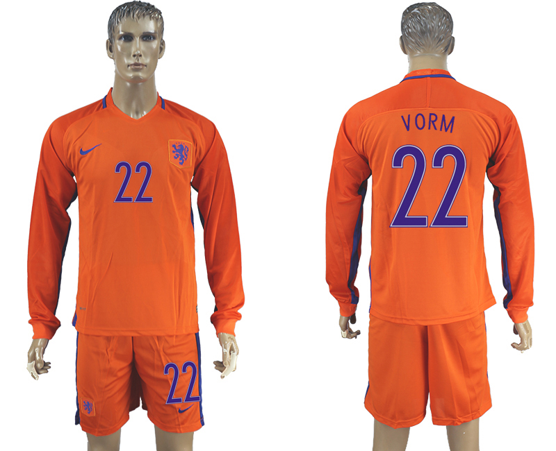2016-17 Netherlands 22 VORM Home Long Sleeve Soccer Jersey