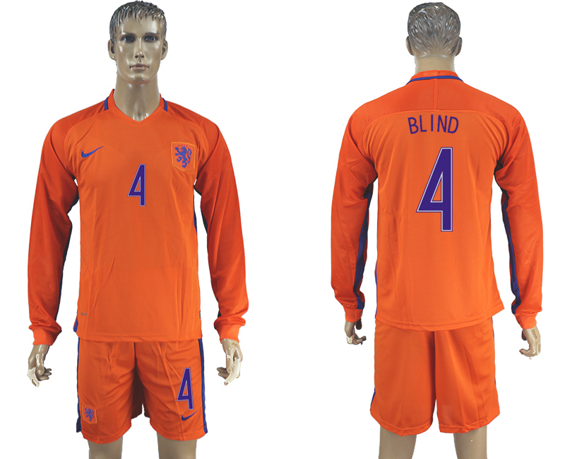 2016-17 Netherlands 4 BLIND Home Long Sleeve Soccer Jersey
