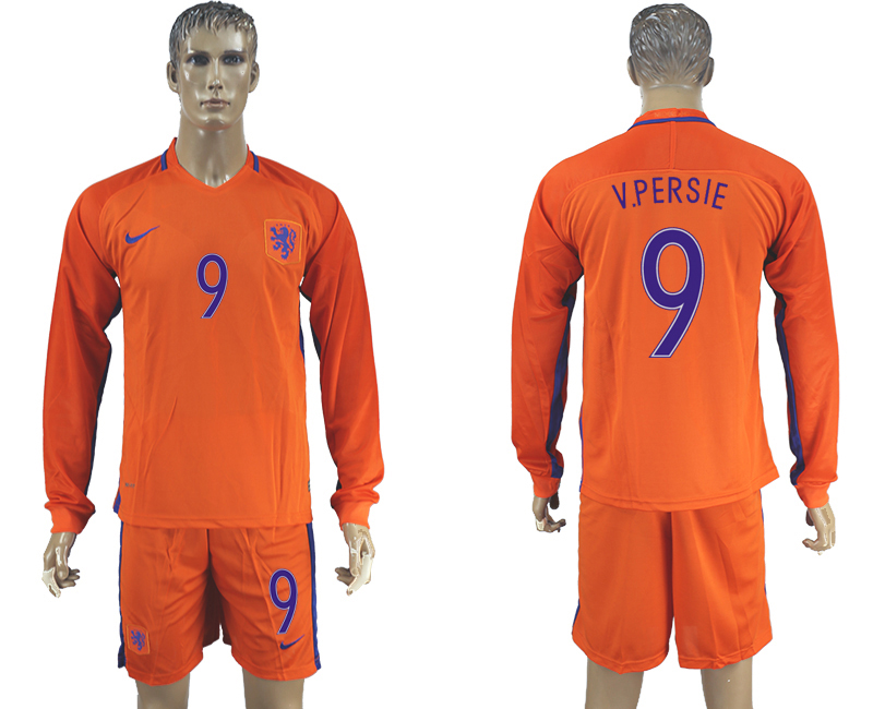 2016-17 Netherlands 9 V.PERSIE Home Long Sleeve Soccer Jersey