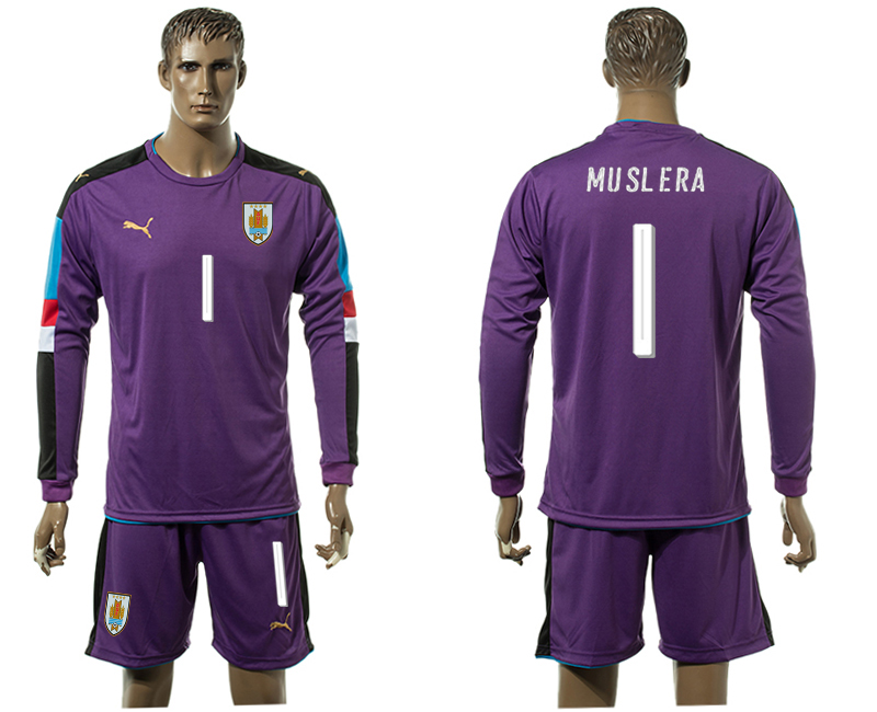 2016-17 Uruguay 1 MUSLERA Purple Home Long Sleeve Soccer Jersey