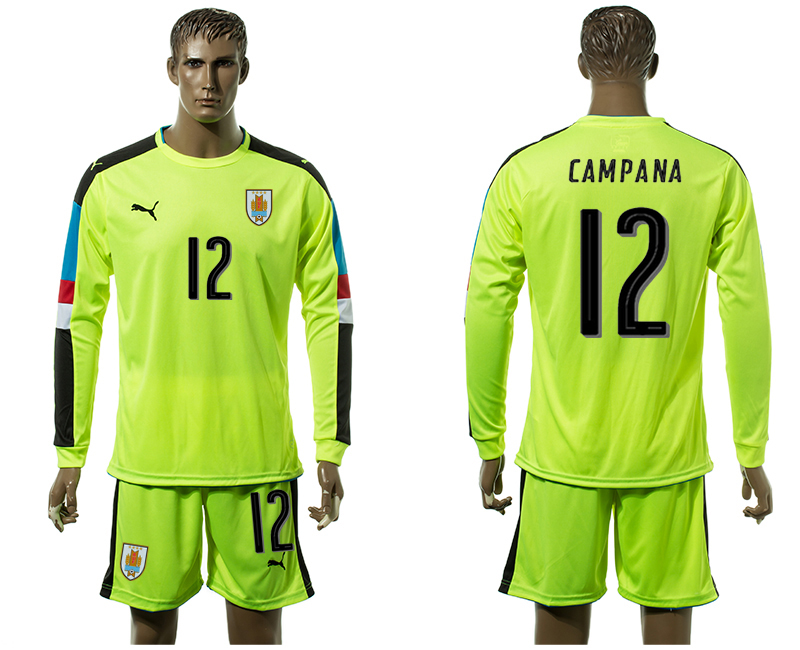 2016-17 Uruguay 12 CAMPANA Green Home Long Sleeve Soccer Jersey