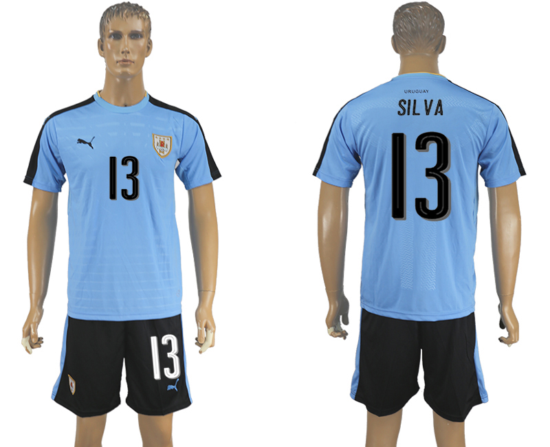 2016-17 Uruguay 13 SILVA Home Soccer Jersey