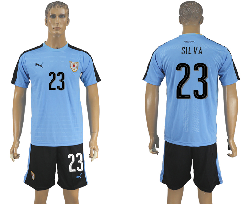 2016-17 Uruguay 23 SILVA Home Soccer Jersey
