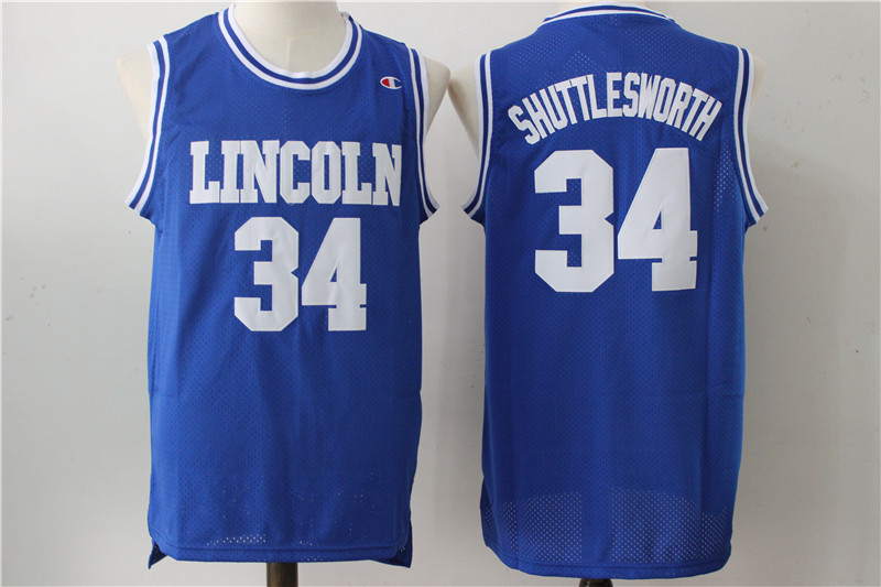 Lincoln 34 Shuttlesworth Blue Movie Stitched Jersey - Click Image to Close