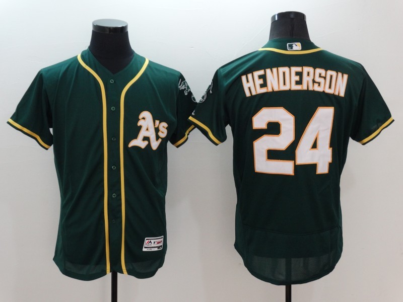 Athletics 24 Rickey Henderson Green Flexbase Jersey