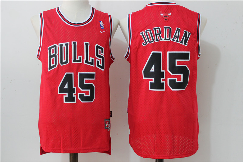 Bulls 45 Michael Jordan Nike Red Stitched Jersey