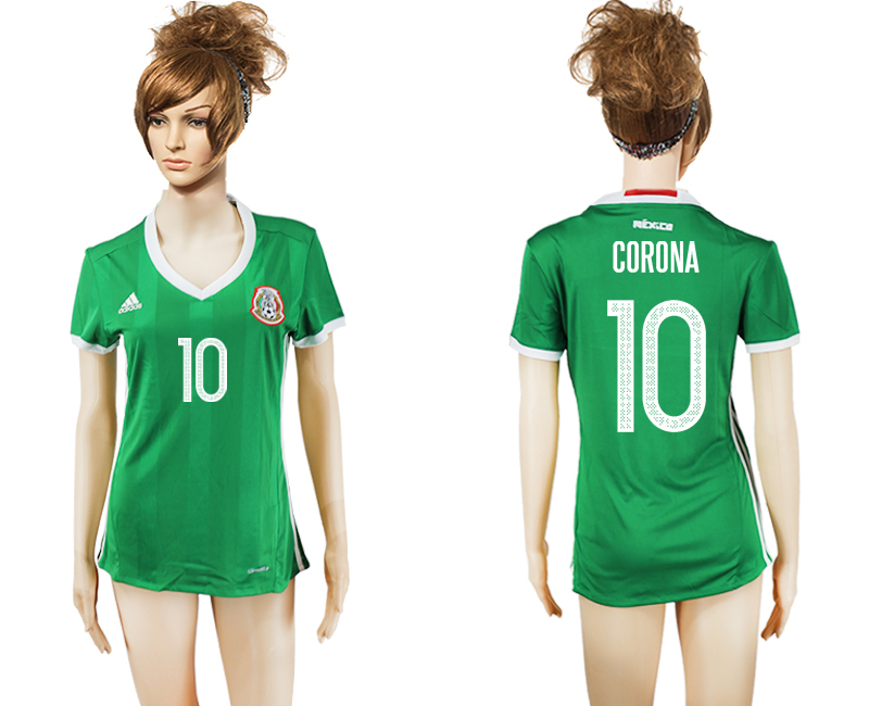 2016-17 Mexico 10 CORONA Home Women Soccer Jersey