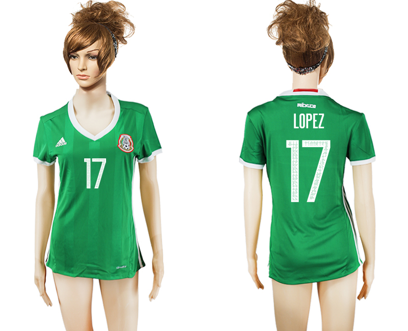 2016-17 Mexico 17 LOPEZ Home Women Soccer Jersey