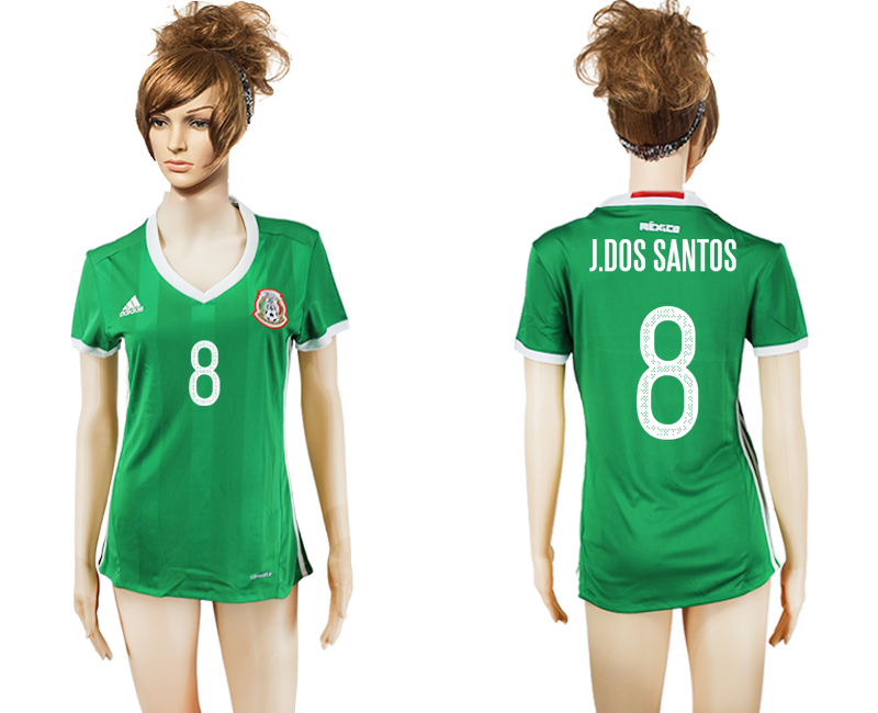 2016-17 Mexico 8 J.DOS SANTOS Home Women Soccer Jersey 2016-17 Mexico 8 J.DOS SANTOS Home Women Soccer Jersey