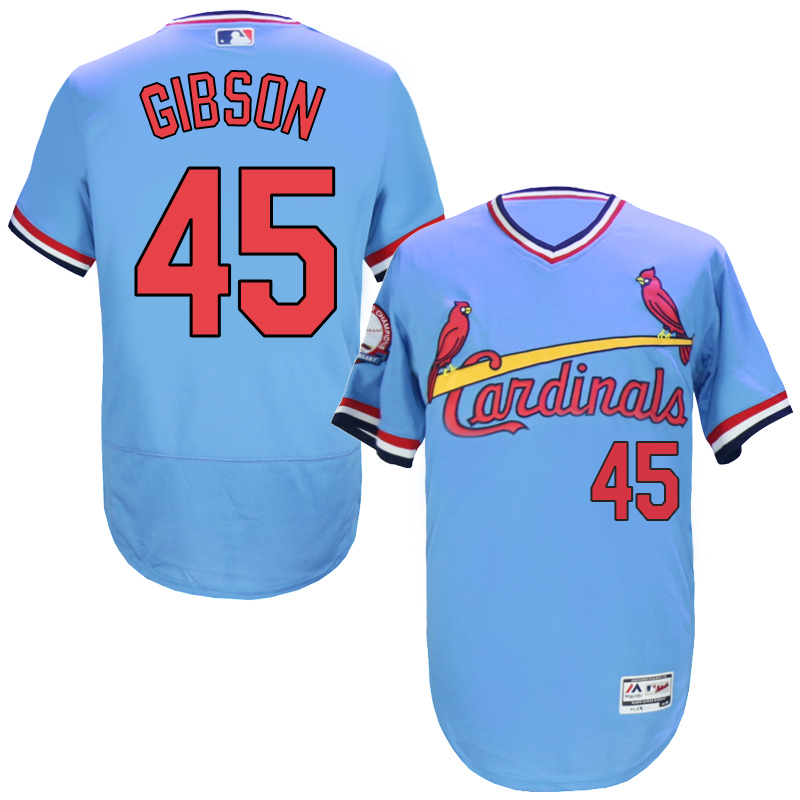 Cardinals 45 Bob Gibson Light Blue Cooperstown Collection Flexbase Jersey