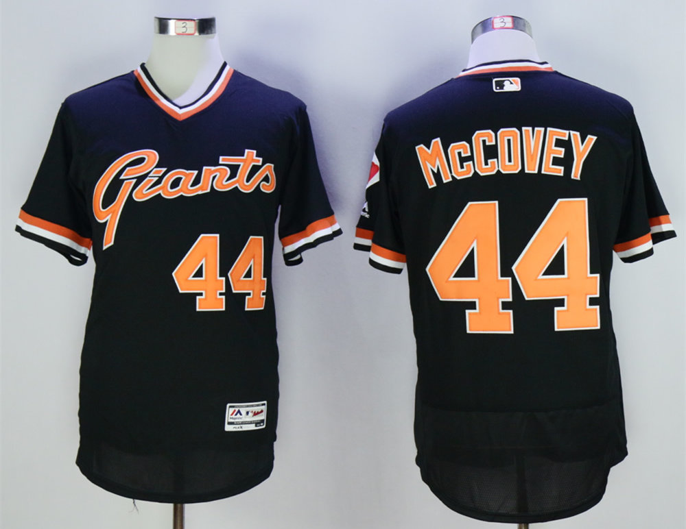 Giants 44 Willie McCovey Black Throwback Flexbase Jersey
