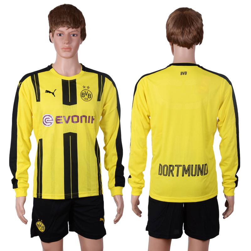 2016-17 Dortmund Home Long Sleeve Home Soccer Jersey