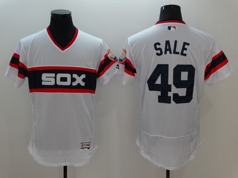 White Sox 49 Chris Sale White Cooperstown Collection Flexbase Jersey