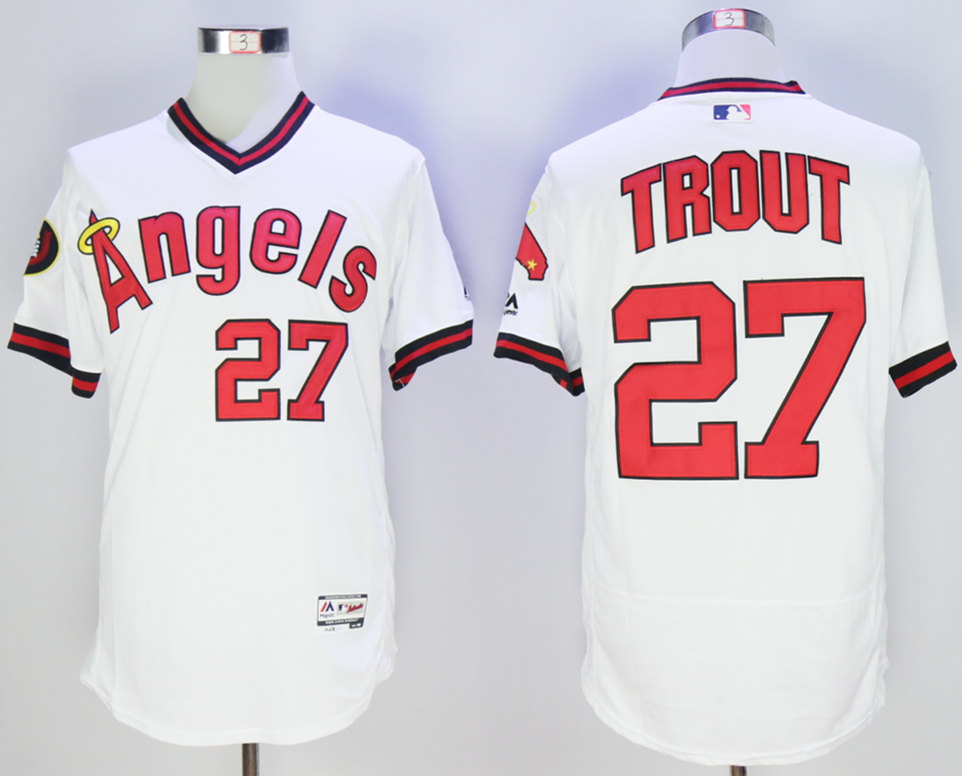 Angels 27 Mike Trout White Throwback Flexbase Jersey
