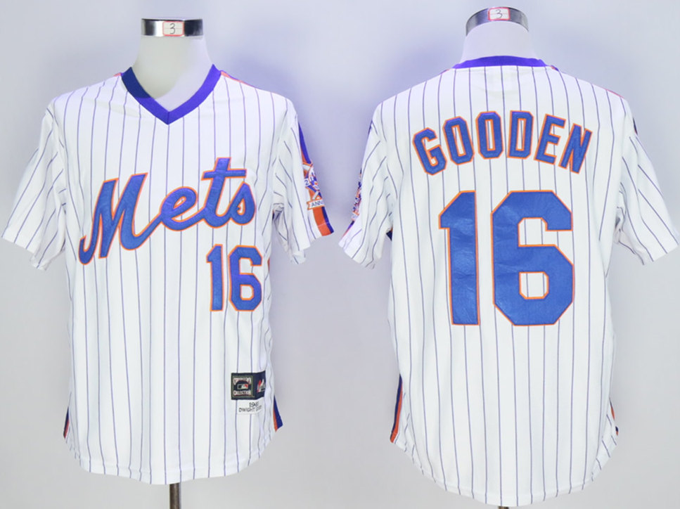 Mets 16 Dwight Gooden White Cool Base Cooperstown Collection Player Jersey