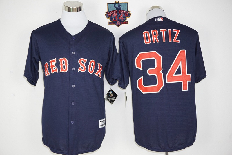 Red Sox 34 David Ortiz Navy With Final Season Patch New Cool Base Jersey