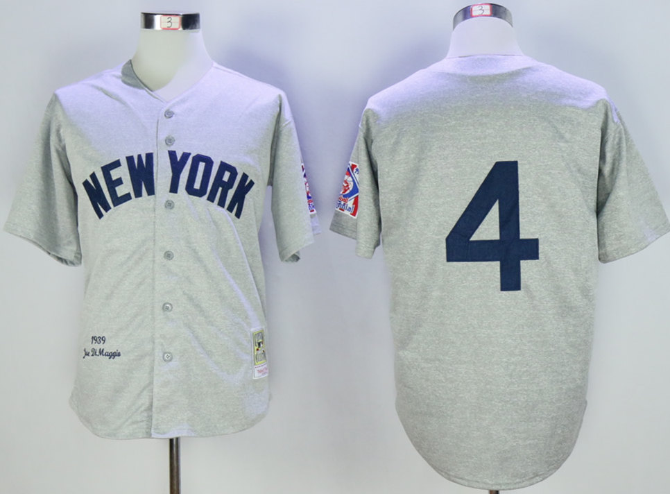 Yankees 4 Joe DiMaggio Grey 1939 Throwback Jersey Yankees 4 Joe DiMaggio Grey 1939 Throwback Jersey
