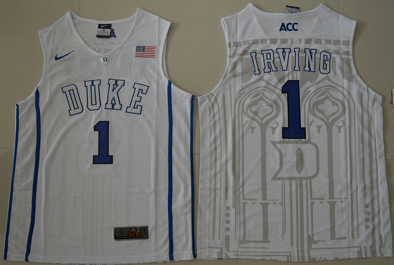 Duke Blue Devils 1 Kyrie Irving White College Jersey