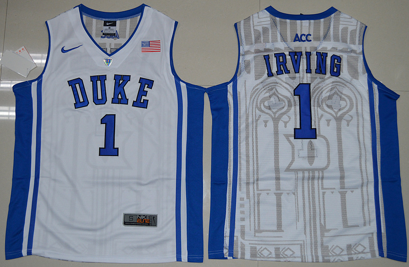 Duke Blue Devils 1 Kyrie Irving White Nike College Jersey