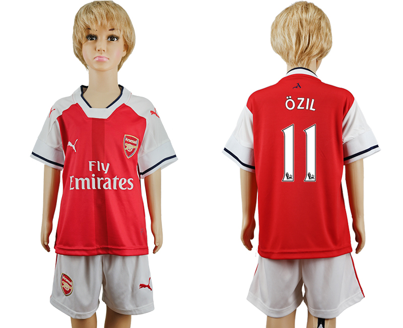 2016-17 Arsenal 11 OZIL Home Youth Long Sleeve Soccer Jersey