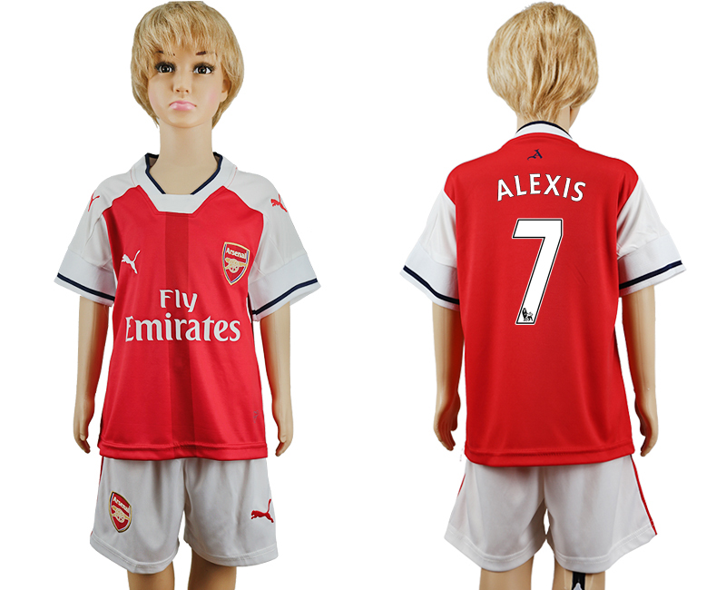 2016-17 Arsenal 7 ALEXIS Home Youth Long Sleeve Soccer Jersey
