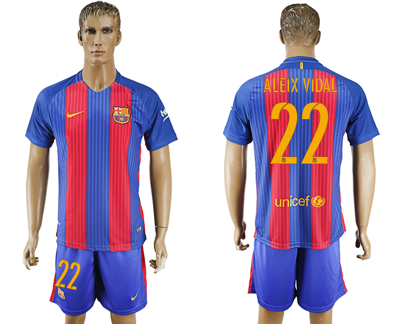 2016-17 Barcelona 22 ALEIX VIDAL Home Soccer Jersey
