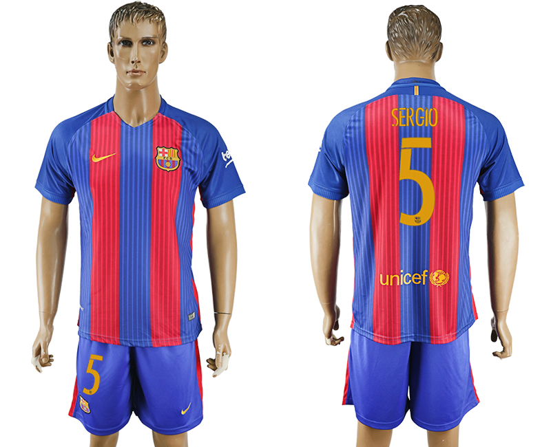 2016-17 Barcelona 5 SERGIO Home Soccer Jersey