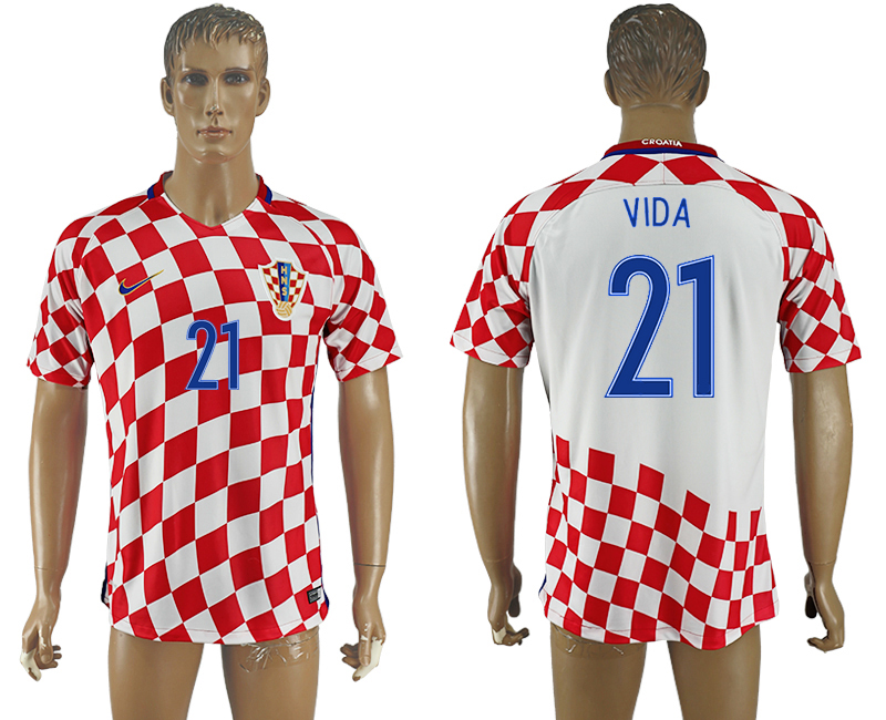Croatia 21 VIDA Home UEFA Euro 2016 Thailand Soccer Jersey