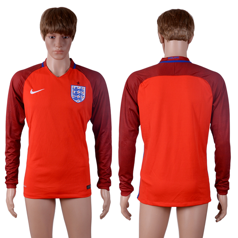 England Away UEFA Euro 2016 Long Sleeve Thailand Soccer Jersey