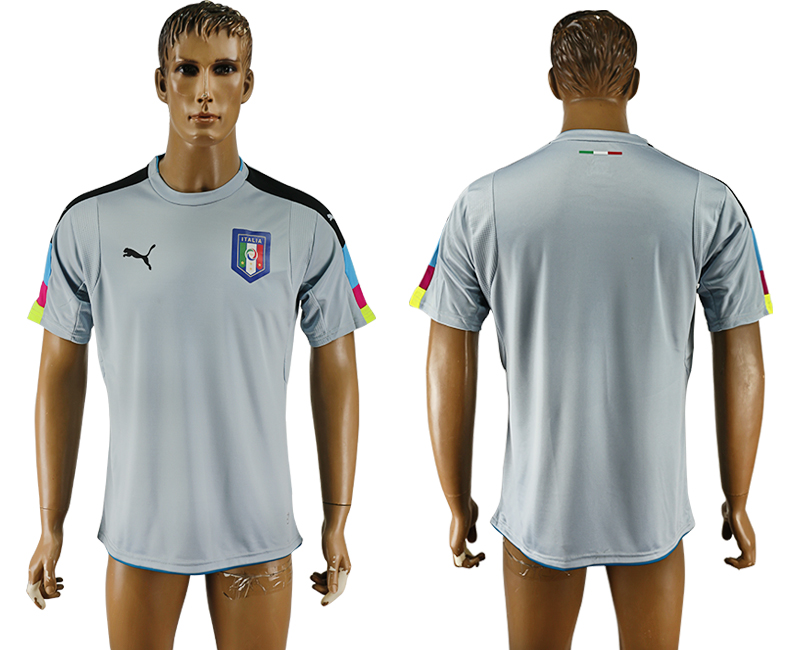 Italy Goalkeeper Grey UEFA Euro 2016 Thailand Soccer Jersey