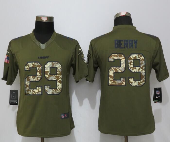 Nike Chiefs 29 Eric Berry Green Salute To Service Women Limited Jersey