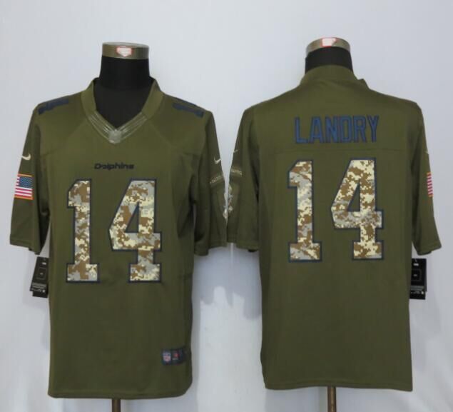 Nike Dolphins 14 Jarvis Landry Green Salute To Service Limited Jersey
