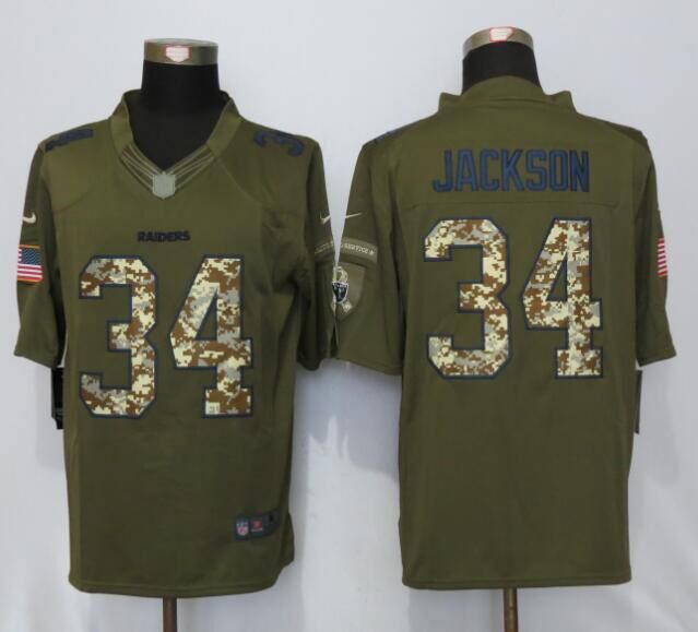 Nike Raiders 34 Bo Jackson Green Salute To Service Limited Jersey