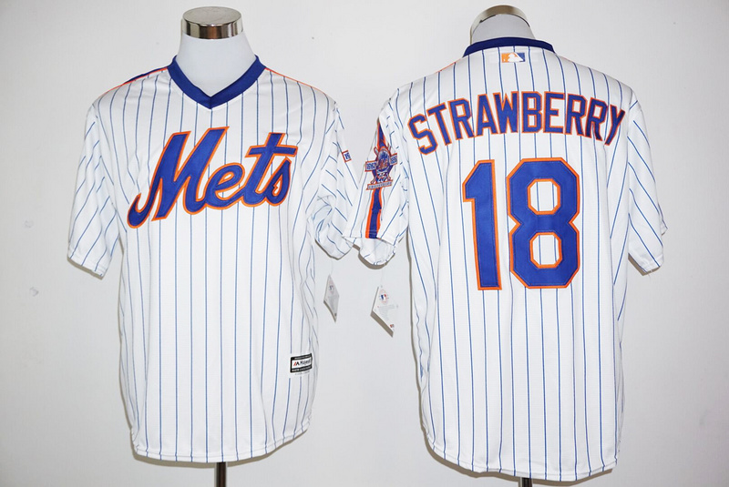 Mets 18 Darryl Strawberry White New Cool Base Cooperstown Collection Player Jersey