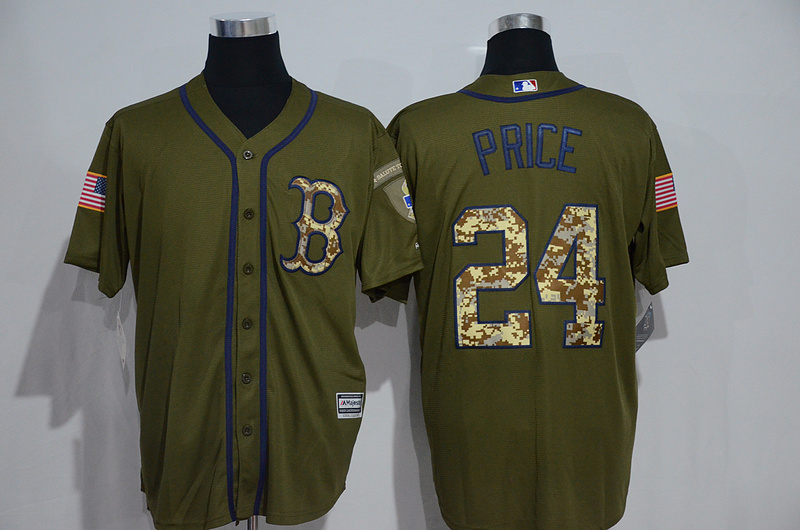 Red Sox 24 David Price Olive Green New Cool Base Jersey