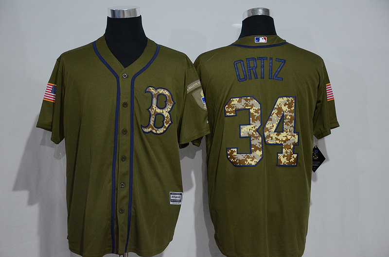 Red Sox 34 David Ortiz Olive Green New Cool Base Jersey
