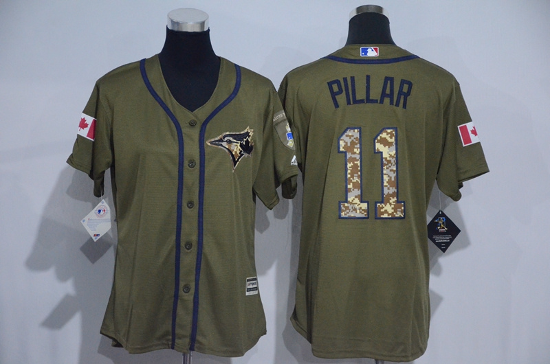 Blue Jays 11 Kevin Pillar Olive Green Women New Cool Base Jersey Blue Jays 11 Kevin Pillar Olive Green Women New Cool Base Jersey